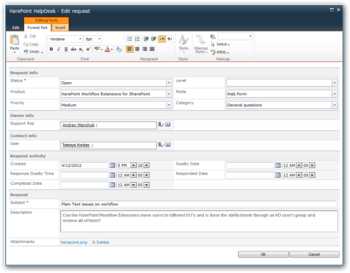 HarePoint HelpDesk for SharePoint screenshot