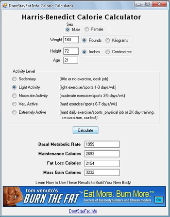 Harris-Benedict Calorie Calculator screenshot 2