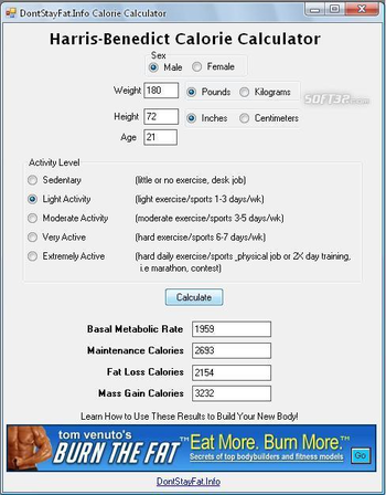 Harris-Benedict Calorie Calculator screenshot 3