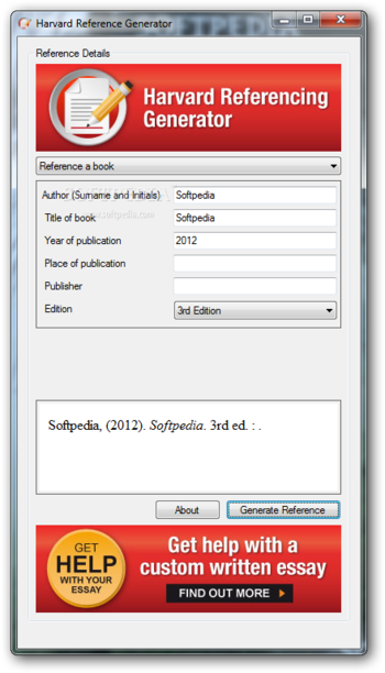 Harvard Reference Generator screenshot