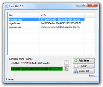 HashGet screenshot