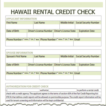 Hawaii Rental Credit Check screenshot