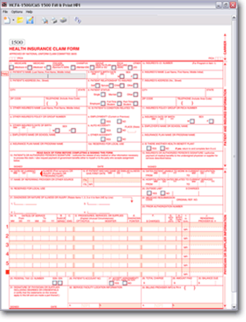 HCFA-1500 Fill and Print NPI screenshot
