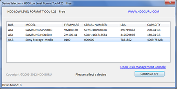 HDD Low Level Format Tool screenshot
