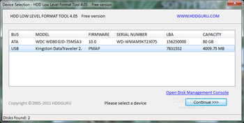 HDD Low Level Format Tool screenshot