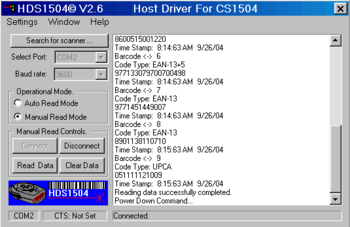 HDS1504 Software For Symbol CS1504 screenshot
