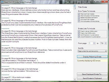 Head First C# Errata Parser/Displayer screenshot