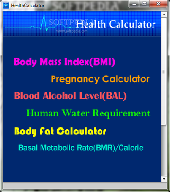 HealthCalculator screenshot