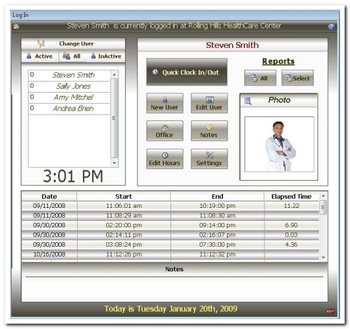 HealthSoft TimeClock screenshot