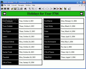 HebCalendar screenshot 2