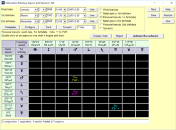 Heliocentric Planetary Aspects and Transits screenshot 4