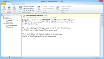 HelpNDoc Personal Edition screenshot