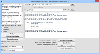Hermetic Word Frequency Counter Advanced screenshot 2