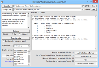 Hermetic Word Frequency Counter screenshot