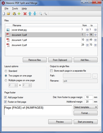 Hexonic PDF Split and Merge screenshot