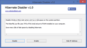 Hibernate Disabler Portable screenshot
