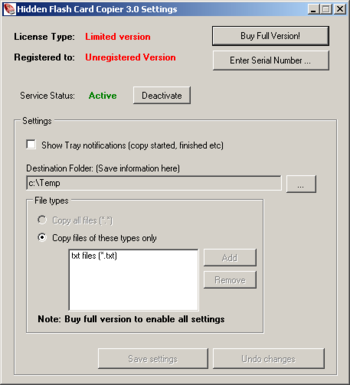 Hidden Flash Card Copier screenshot