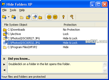 Hide Folders XP screenshot 2