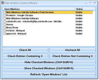 Hide Windows Quickly Software screenshot