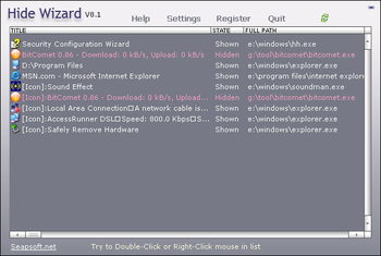 Hide Wizard-Hide windows and hide folder screenshot