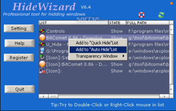 Hide Wizard-Hide windows and hide folder screenshot 3