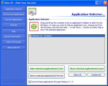 Hide-XP screenshot
