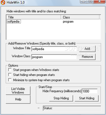 HideWin screenshot
