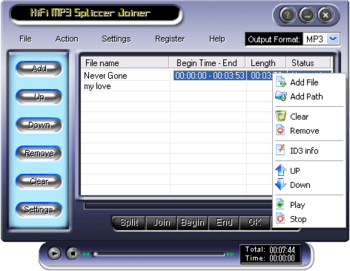 HiFi MP3 Splitter Joiner screenshot 2