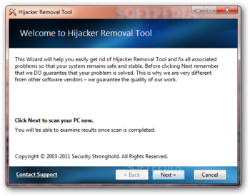 Hijacker Removal Tool screenshot