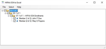 HIPAA 834 to Excel screenshot