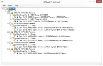 HIPAA 835 to Excel screenshot 2