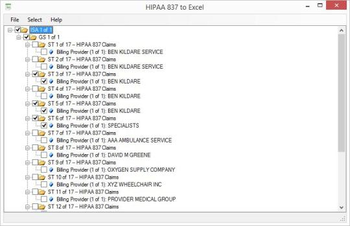 HIPAA 837 to Excel screenshot