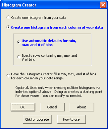 Histogram Creator for Microsoft Excel screenshot