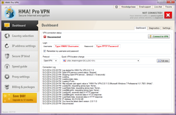 HMA Pro VPN screenshot