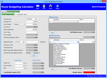 Home Budgeting Calculator screenshot