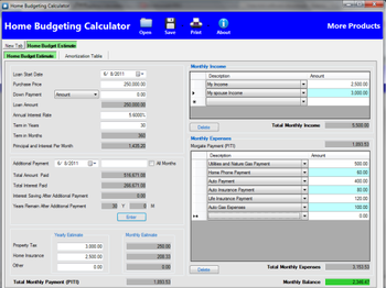 Home Budgeting Calculator screenshot