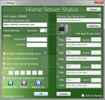 Home Server Status screenshot