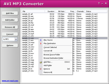 HooTech AVI MP3 Converter screenshot