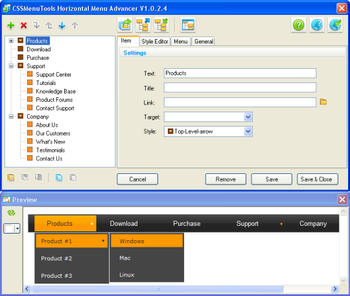 Horizontal CSS Menu Expression Web Addin screenshot