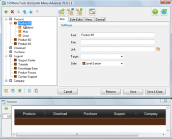 Horizontal Menu Advancer for Dreamweaver screenshot