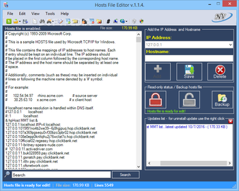Hosts File Editor screenshot