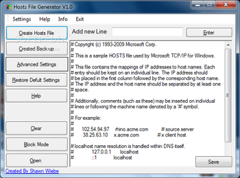 Hosts File Generator screenshot