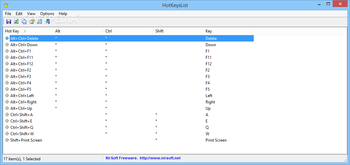 HotKeysList screenshot