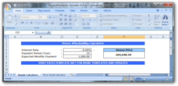 House Affordability Calculator screenshot