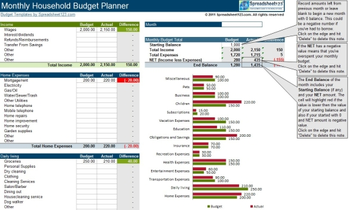 Household Budget Worksheet screenshot
