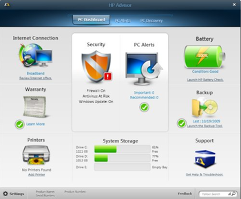 HP Advisor screenshot