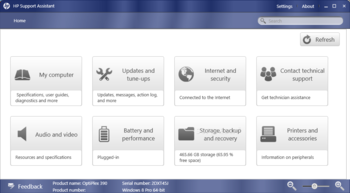 HP Support Assistant screenshot