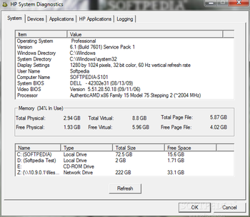 HP System Diagnostics Utility screenshot