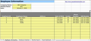 HR Payroll Spreadsheet Template screenshot