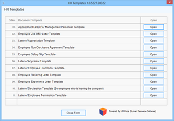 HR Templates screenshot